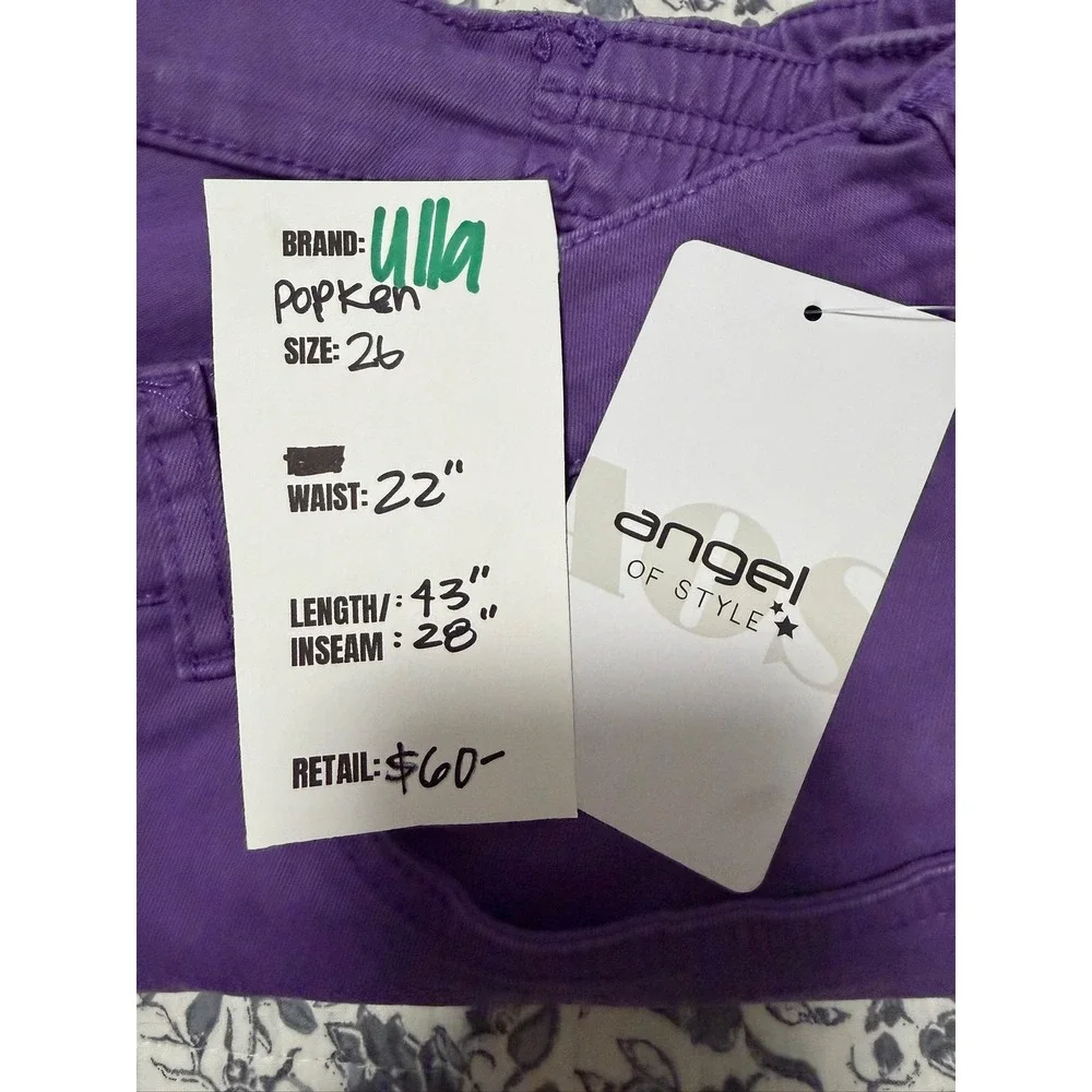 NWT Angel of Style‎ Ulla Popken Purple Flared Jeans Plus 26W High Rise X123